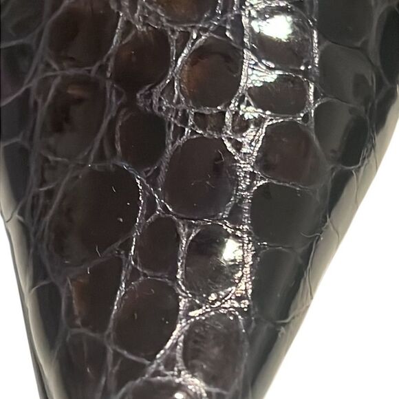 Liz Claiborne Bea Dark Blue Patent Leather Croc Embossed Slingback Heels Size 8 - Picture 6 of 10